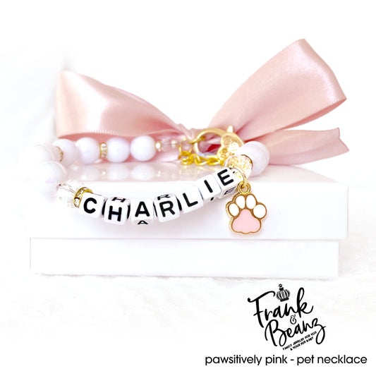 Pawsitively Pink— Personalized Paw Charm Dog & Cat Necklace