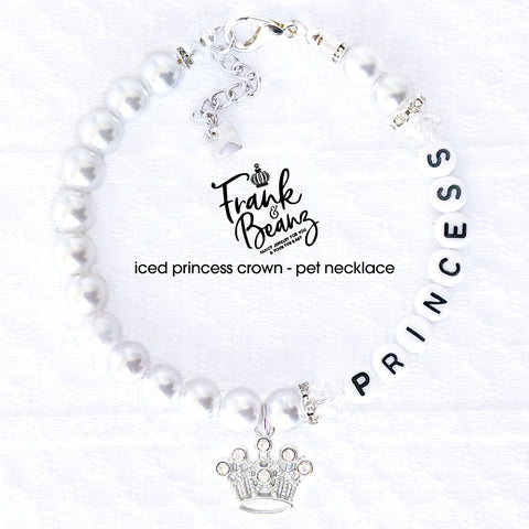 Crown Princess Pearl Dog Necklace Cat Necklace Luxury Pet Jewelry