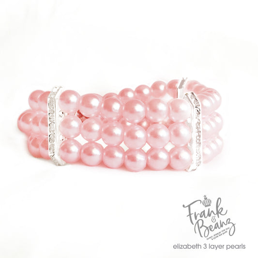 Elizabeth 3 Layer Pearls Dog Collar Necklace Cat Collar Necklace