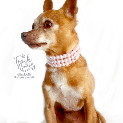 Elizabeth 3 Layer Pearls Dog Collar Necklace Cat Collar Necklace