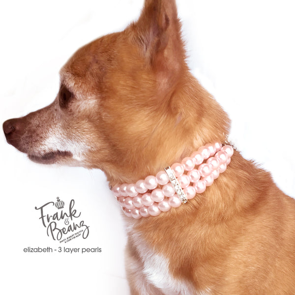 Elizabeth 3 Layer Pearls Dog Collar Necklace Cat Collar Necklace