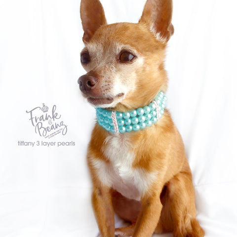 Tiffany 3 Layer Pearls Dog Collar Necklace Cat Collar Necklace