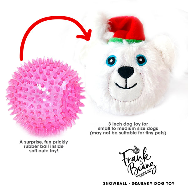 Snowball the Polar Bear Rough Play Dog Toy Ball Squeaky