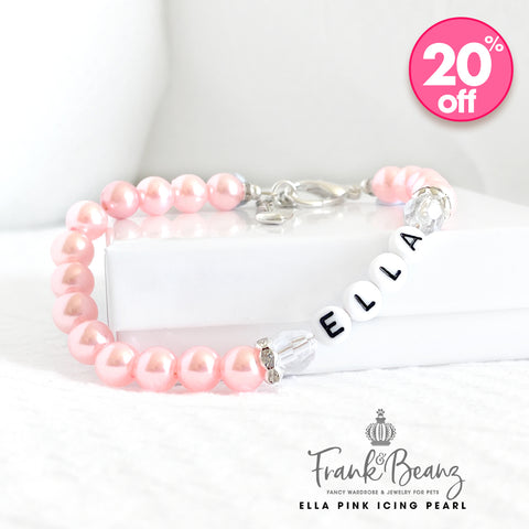 Ella Personalized Pink Pearl Dog Necklace Luxury Pet Necklace