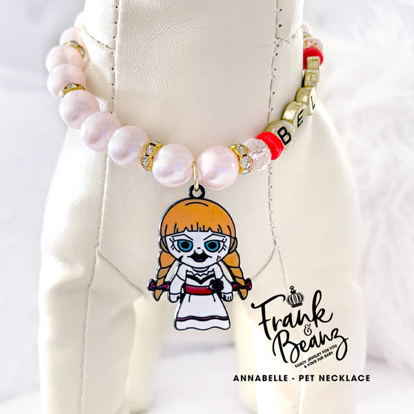 Annabelle Halloween Dog Necklace Spooky Cat Necklace Custom Pet Jewelry