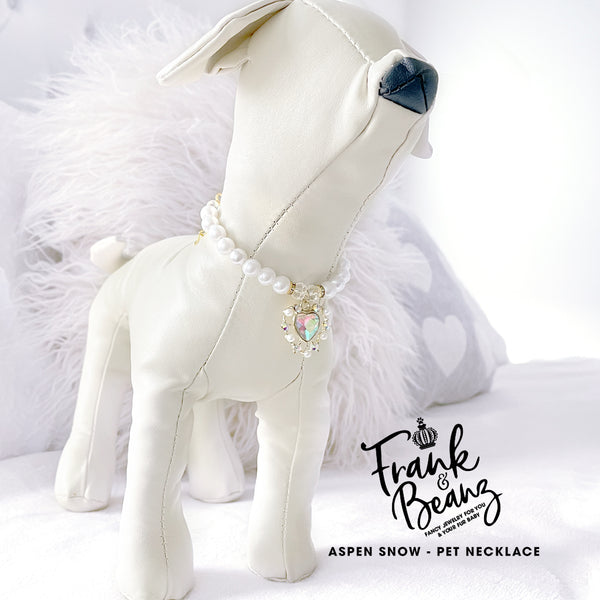 Aspen Snow Rhinestone Pearl Dog Necklace Pet Jewelry