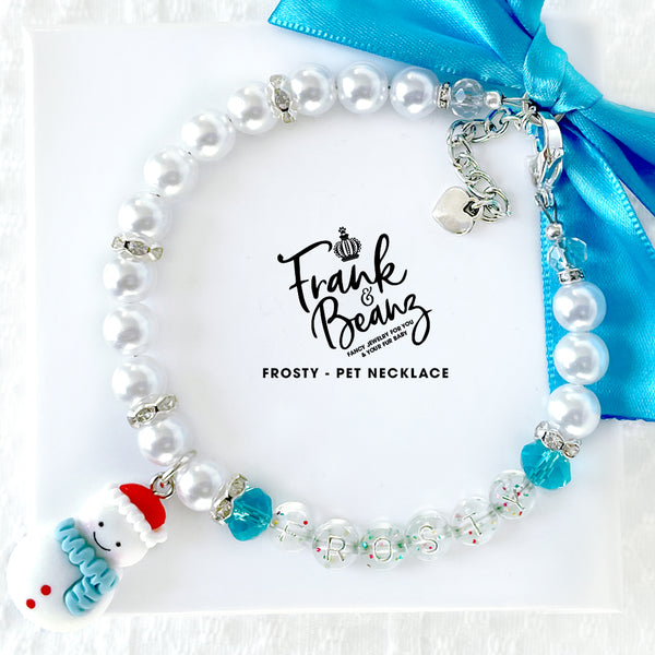 Frosty Winter Pearl Dog Necklace Christmas Cat Necklace Luxury Holiday Pet Jewelry