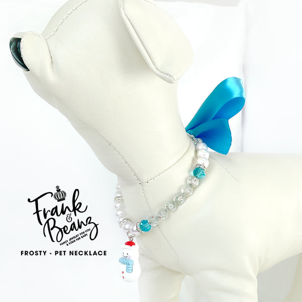 Frosty Winter Pearl Dog Necklace Christmas Cat Necklace Luxury Holiday Pet Jewelry