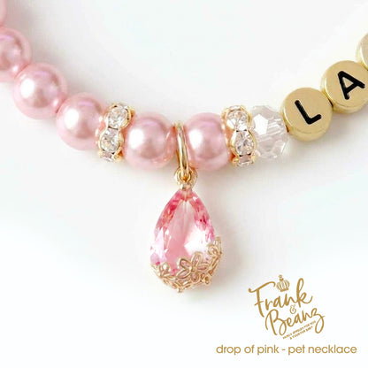Drop of Pink Personalized Pearl Dog Cat Necklace