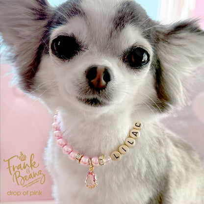 Drop of Pink Personalized Pearl Dog Cat Necklace