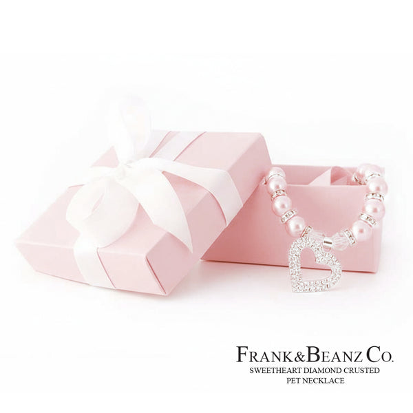 Frank&Beanz.Co— Diamond Crusted Frosted Pink Pearl Pet Necklace