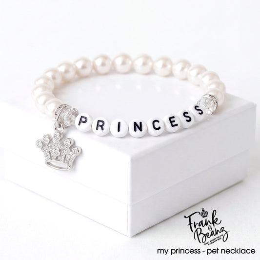 My Little Princess Pearl Dog & Cat Necklace with Rhinestone Crown