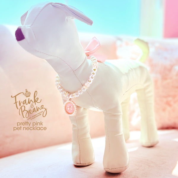 Pretty Pink Bow Pet Necklace - Personalized Pet Jewelry