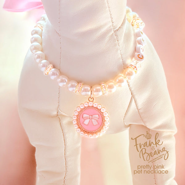 Pretty Pink Bow Pet Necklace - Personalized Pet Jewelry