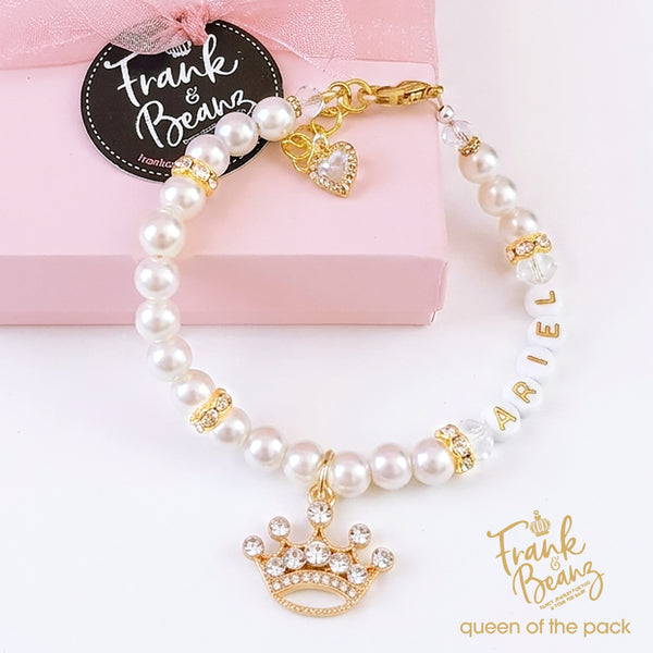 Queen of the Pack Rhinestone Gold Crown Dog & Cat Necklace