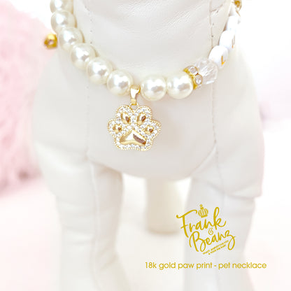 18K Gold Paw Print Pet Necklace for Cats Dogs Personalize Pet Jewelry