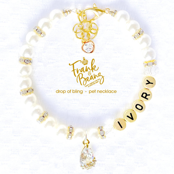 Drop of Bling Pearl Dog Necklace Cat Necklace Luxury Pet Jewelry