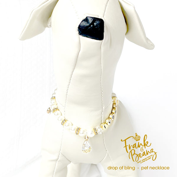 Drop of Bling Pearl Dog Necklace Cat Necklace Luxury Pet Jewelry