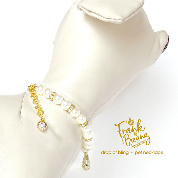 Drop of Bling Pearl Dog Necklace Cat Necklace Luxury Pet Jewelry