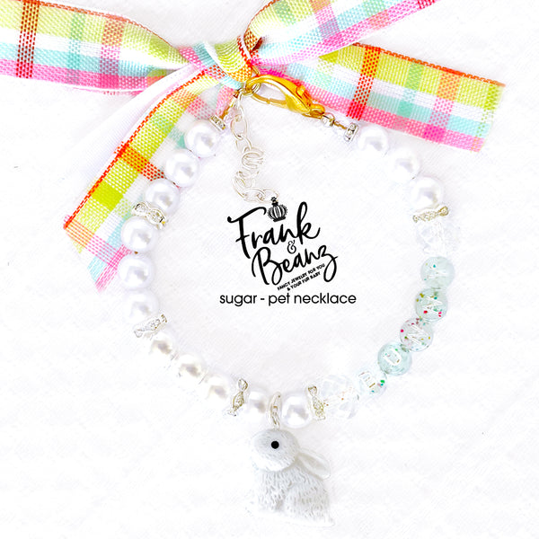Sugar the Bunny Pearl Dog Necklace Collar Fancy Easter Pet Necklace
