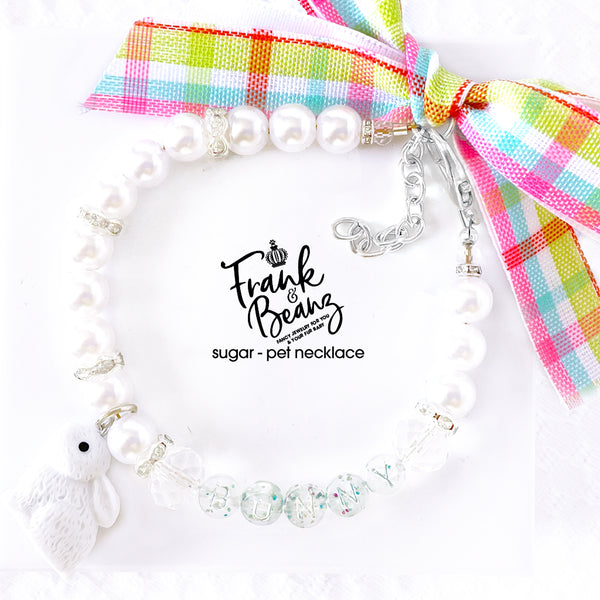 Sugar the Bunny Pearl Dog Necklace Collar Fancy Easter Pet Necklace