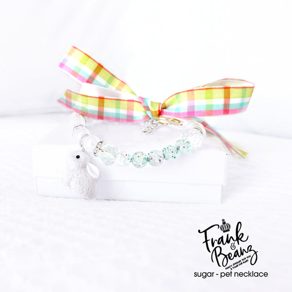 Sugar the Bunny Pearl Dog Necklace Collar Fancy Easter Pet Necklace