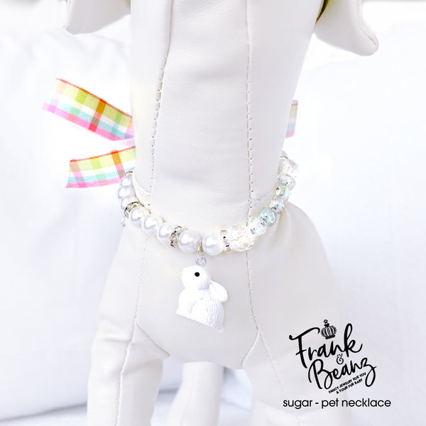 Sugar the Bunny Pearl Dog Necklace Collar Fancy Easter Pet Necklace