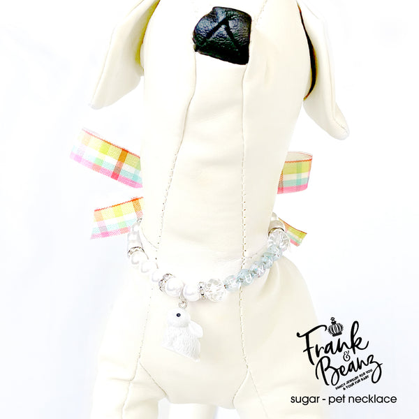 Sugar the Bunny Pearl Dog Necklace Collar Fancy Easter Pet Necklace