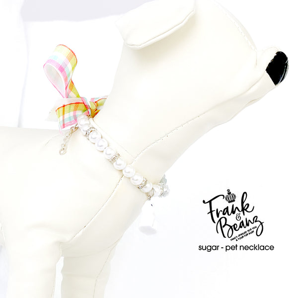 Sugar the Bunny Pearl Dog Necklace Collar Fancy Easter Pet Necklace