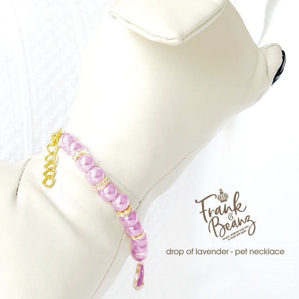 Drop of Lavender Pearl Dog Necklace Cat Necklace Luxury Pet Jewelry