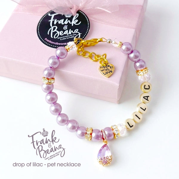 Drop of Lilac Personalized Pearl Dog Cat Necklace