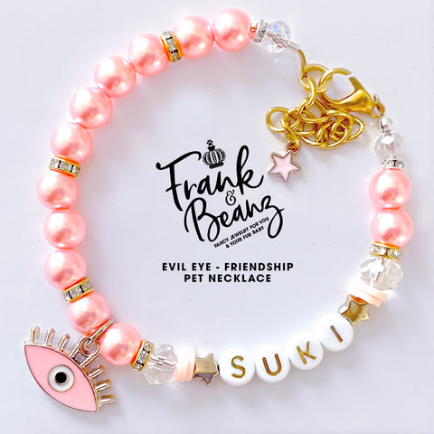 Evil Eye Friendship Pink Pearl Dog Necklace Luxury Cat Necklace