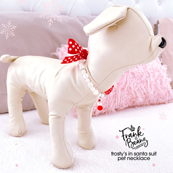 Frosty Christmas Pet Necklace for Cats Dogs Personalized Pet Jewelry