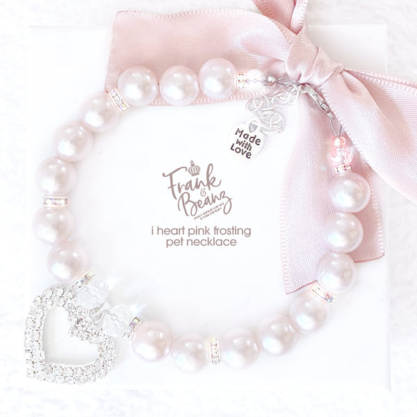 Frosted Pink Pearl Dog Necklace Personalized Cat Necklace Collar Pet Jewelry