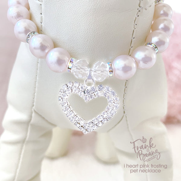 Frosted Pink Pearl Dog Necklace Personalized Cat Necklace Collar Pet Jewelry