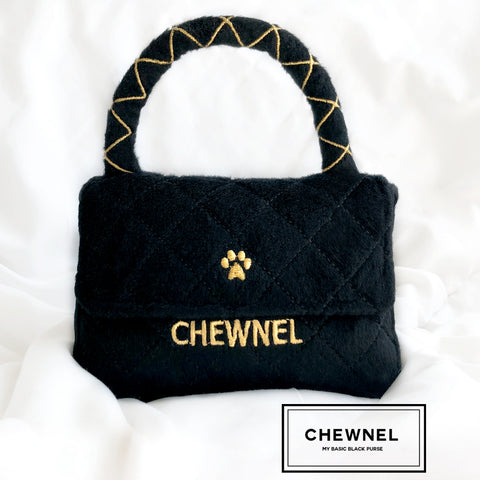 Chewnel My Basic Black Plush Dog Purse