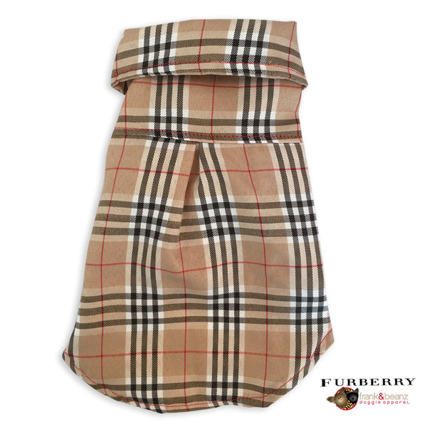 Furberry- Plaid Pattern Dog Shirt with Red Bowtie