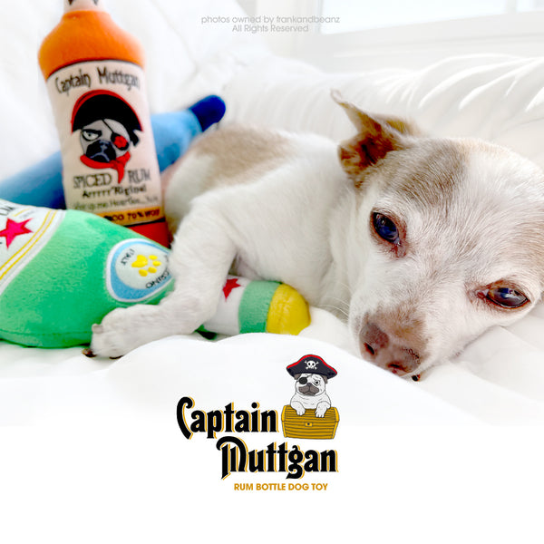 Captain Muttgan Rum Bottle Dog Toy