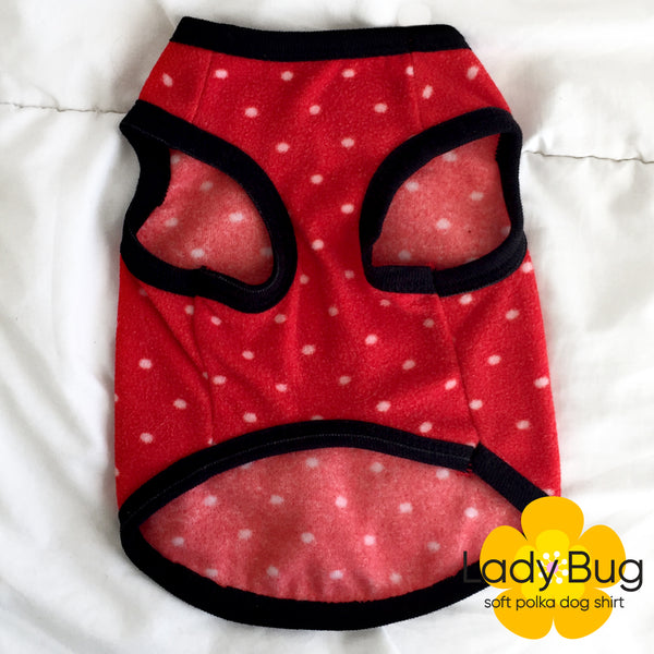 Lady Bug Fleece Polka Dot Dog Shirt