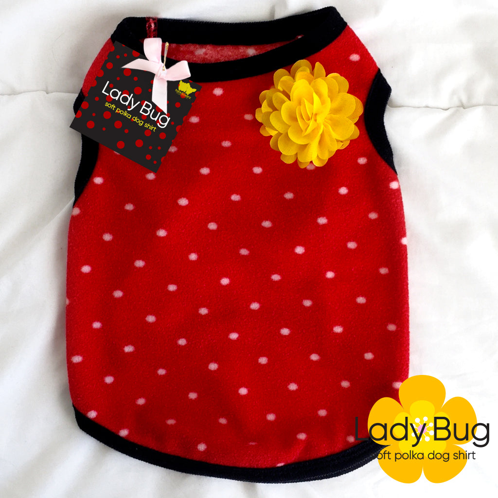 Lady Bug Fleece Polka Dot Dog Shirt