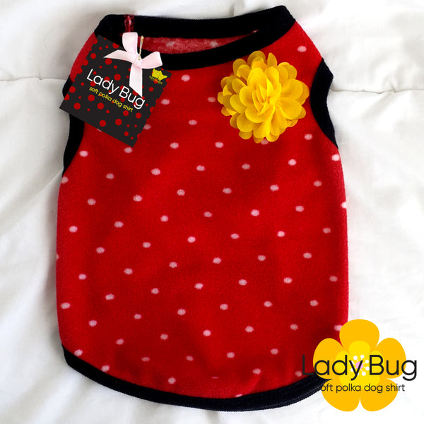 Lady Bug Fleece Polka Dot Dog Shirt