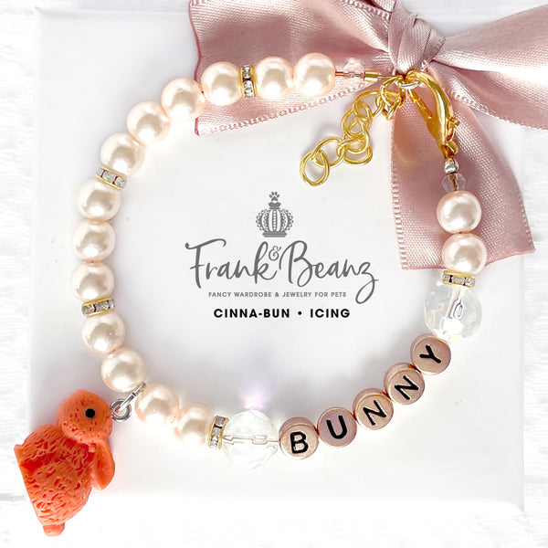 Cinna-Bun the Bunny Pearl Dog Necklace Collar Fancy Easter Pet Necklace