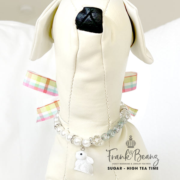 Sugar the Bunny Pearl Dog Necklace Collar Fancy Easter Pet Necklace