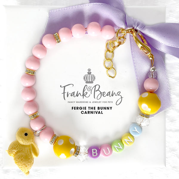 Fergie the Bunny Carnival Pearl Dog Necklace Collar Easter Cat Collar