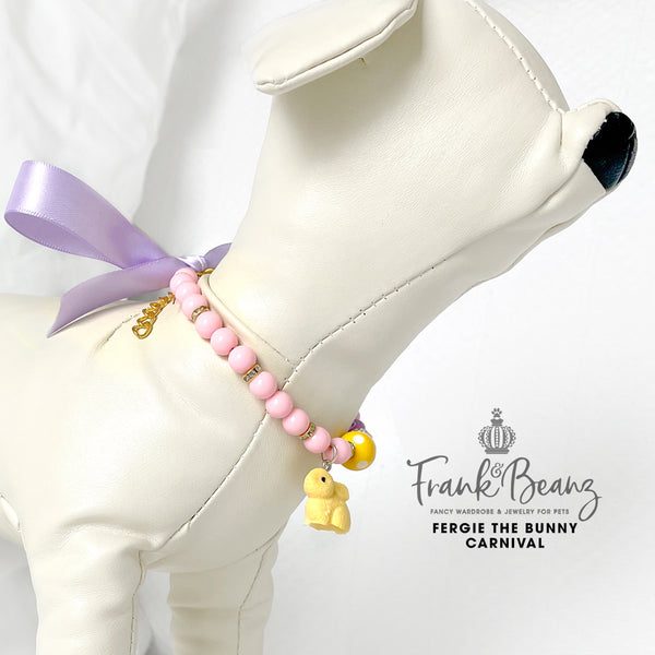 Fergie the Bunny Carnival Pearl Dog Necklace Collar Easter Cat Collar