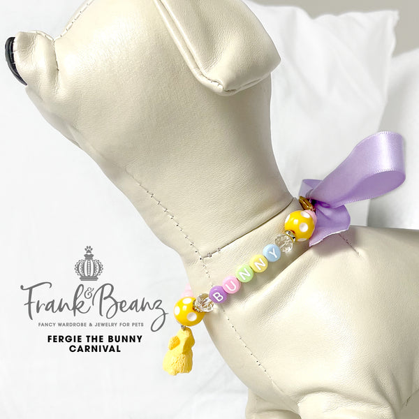 Fergie the Bunny Carnival Pearl Dog Necklace Collar Easter Cat Collar