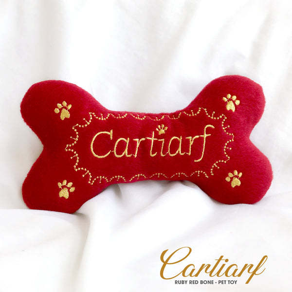 Cartiarf Ruby Red Dog Bone Plush Designer Dog Toy