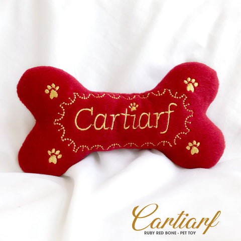 Cartiarf Ruby Red Dog Bone Plush Designer Dog Toy