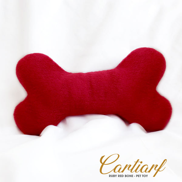 Cartiarf Ruby Red Dog Bone Plush Designer Dog Toy