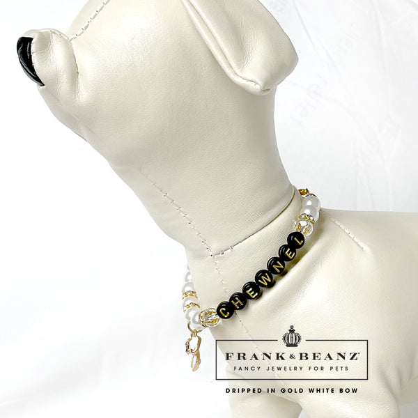 Chewnel Pearl Dog Necklace Collar with Free Toy Set